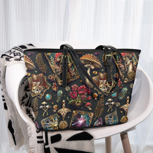 Mushroom Tarot Cards Witchy Tote Bag-MoonChildWorld