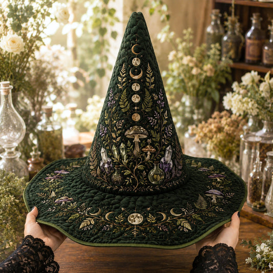 Mushroom Witch Hat – Hedge Witch Cottagecore Pagan Forest Hat – held in both hands