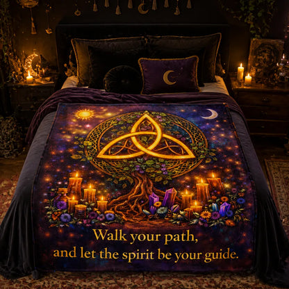 Mysterious Celtic knot Triquetra and Tree of Life Pagan Blanket Wiccan Home Decor_mockup_1.webp