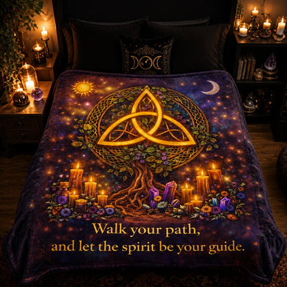 Mysterious Celtic knot Triquetra and Tree of Life Pagan Blanket Wiccan Home Decor_mockup_2.webp