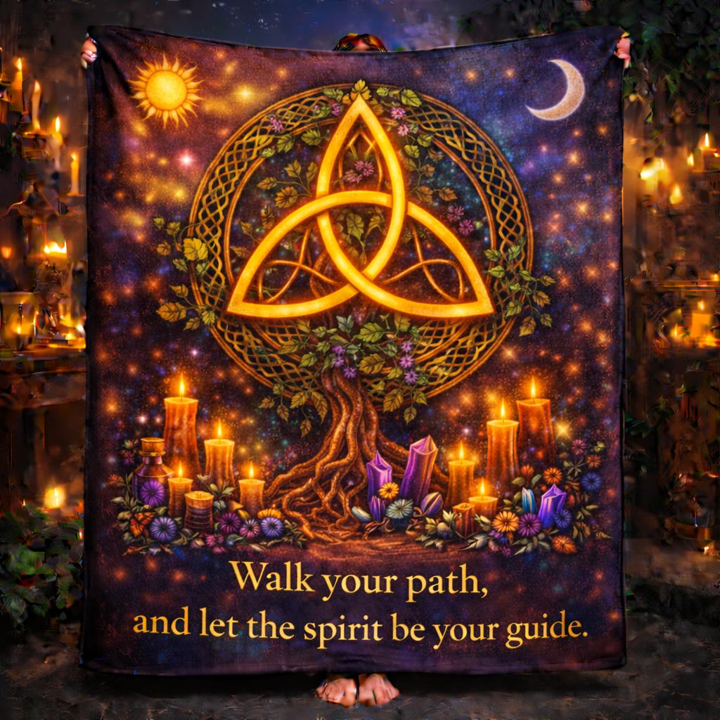 Mysterious Celtic knot Triquetra and Tree of Life Pagan Blanket Wiccan Home Decor-MoonChildWorld