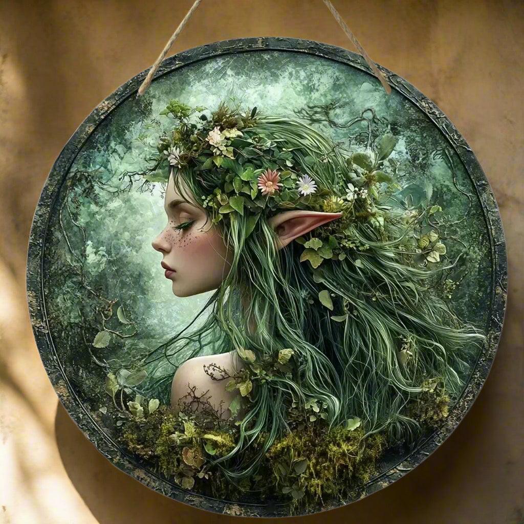 Mysterious Elf and Green Man Wooden Sign Pagan Hanging Sign Wall Decor-MoonChildWorld