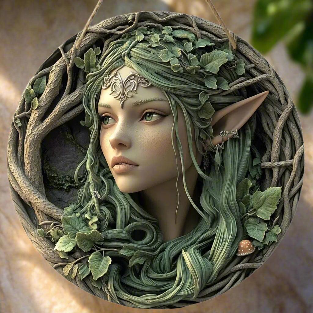 Mysterious Elf and Green Man Wooden Sign Pagan Hanging Sign Wall Decor-MoonChildWorld