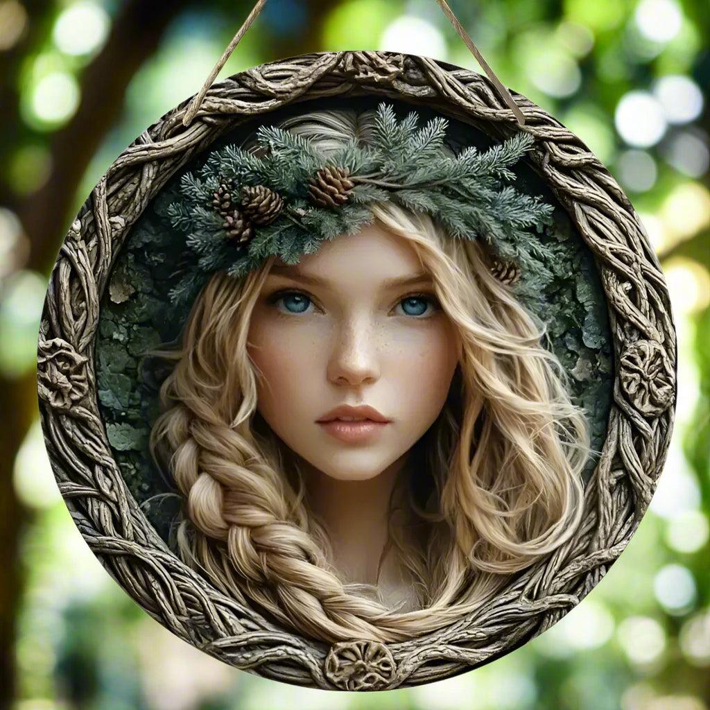 Mysterious Elf and Green Man Wooden Sign Pagan Hanging Sign Wall Decor-MoonChildWorld