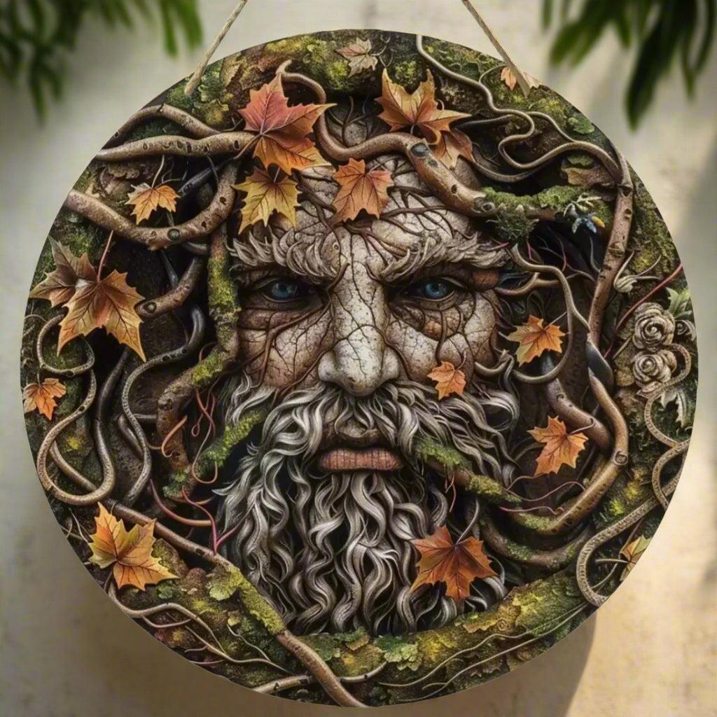 Mysterious Elf and Green Man Wooden Sign Pagan Hanging Sign Wall Decor-MoonChildWorld