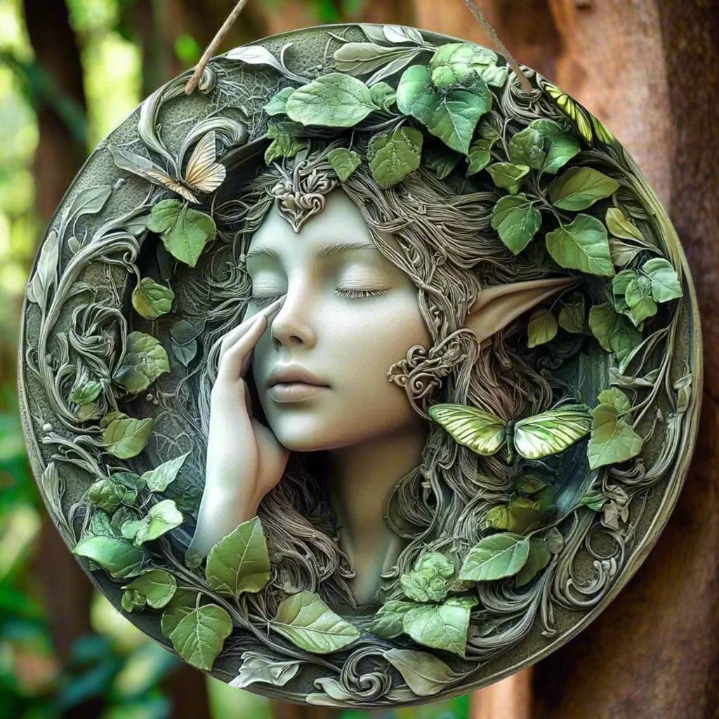 Mysterious Elf and Green Man Wooden Sign Pagan Hanging Sign Wall Decor-MoonChildWorld