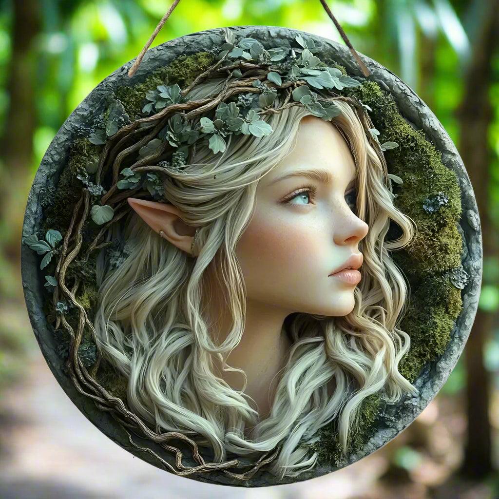 Mysterious Elf and Green Man Wooden Sign Pagan Hanging Sign Wall Decor-MoonChildWorld