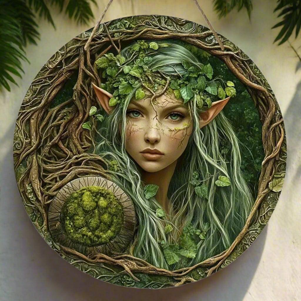 Mysterious Elf and Green Man Wooden Sign Pagan Hanging Sign Wall Decor-MoonChildWorld