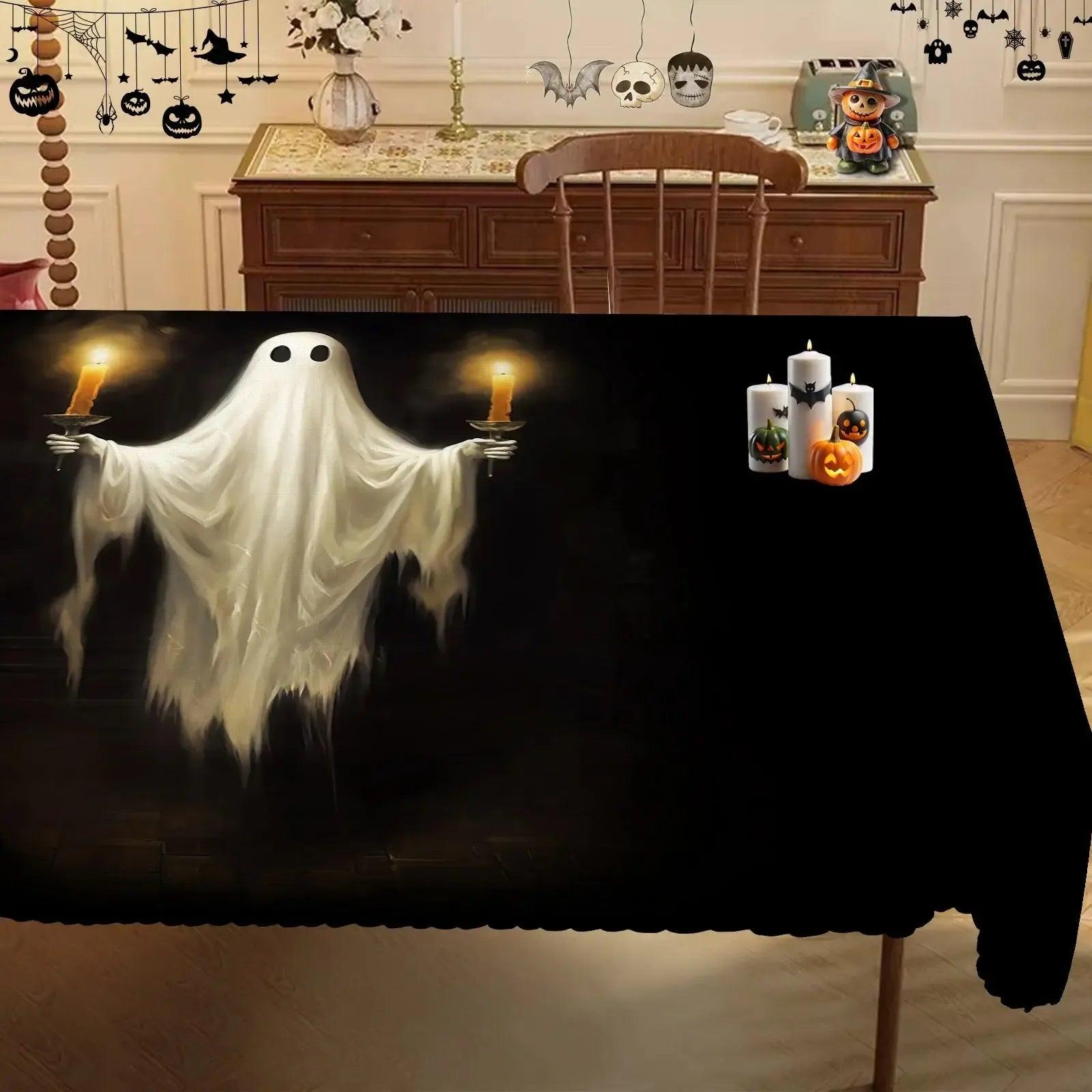 Mysterious Ghost Halloween Tablecloth - Gothic Witchy Tablecloth Spooky Table Decoration-MoonChildWorld