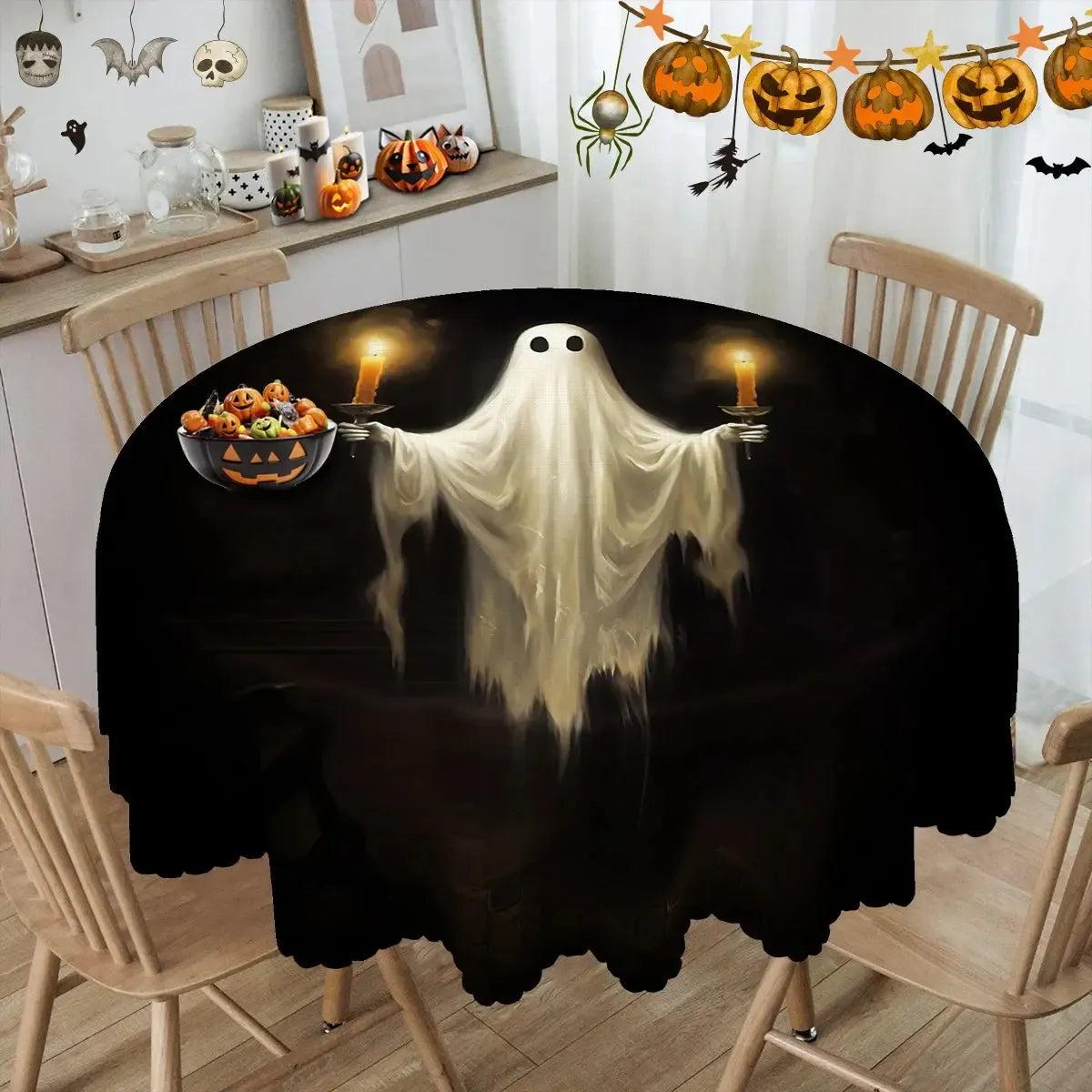 Mysterious Ghost Halloween Tablecloth - Gothic Witchy Tablecloth Spooky Table Decoration-MoonChildWorld