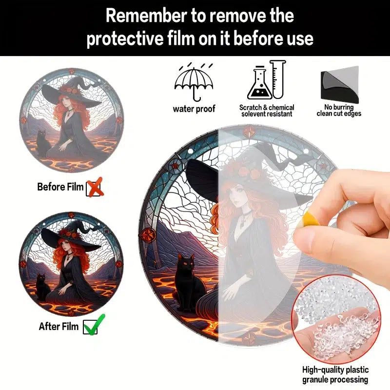 Mysterious Halloween Witch Suncatcher Gothic Window Decoration-MoonChildWorld