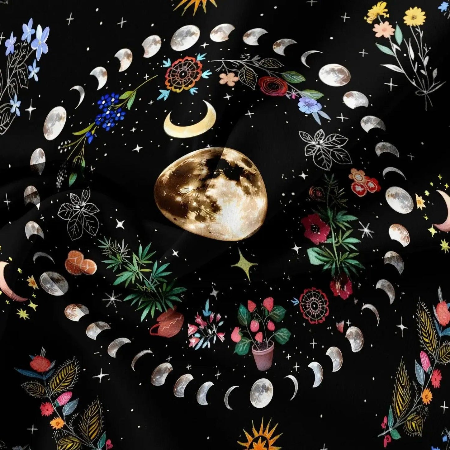 Mysterious Moon Phase Bohemian Style Duvet Cover Set Witchy Bedding Set-MoonChildWorld