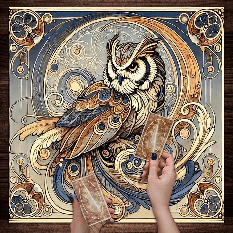 Mysterious Owl Tarot Tablecloth Witch Altar Cloth Wicca Divination Cloth Pendulum Ritual Mat-MoonChildWorld