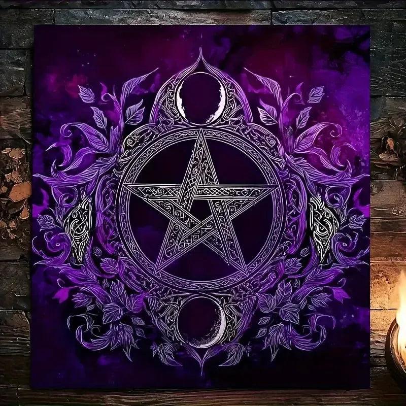 Mysterious Purple Pentagram Pattern Tarot Cloth Altar Cover for Divination Fortune-Telling Card Games Party Supplies & Events-MoonChildWorld