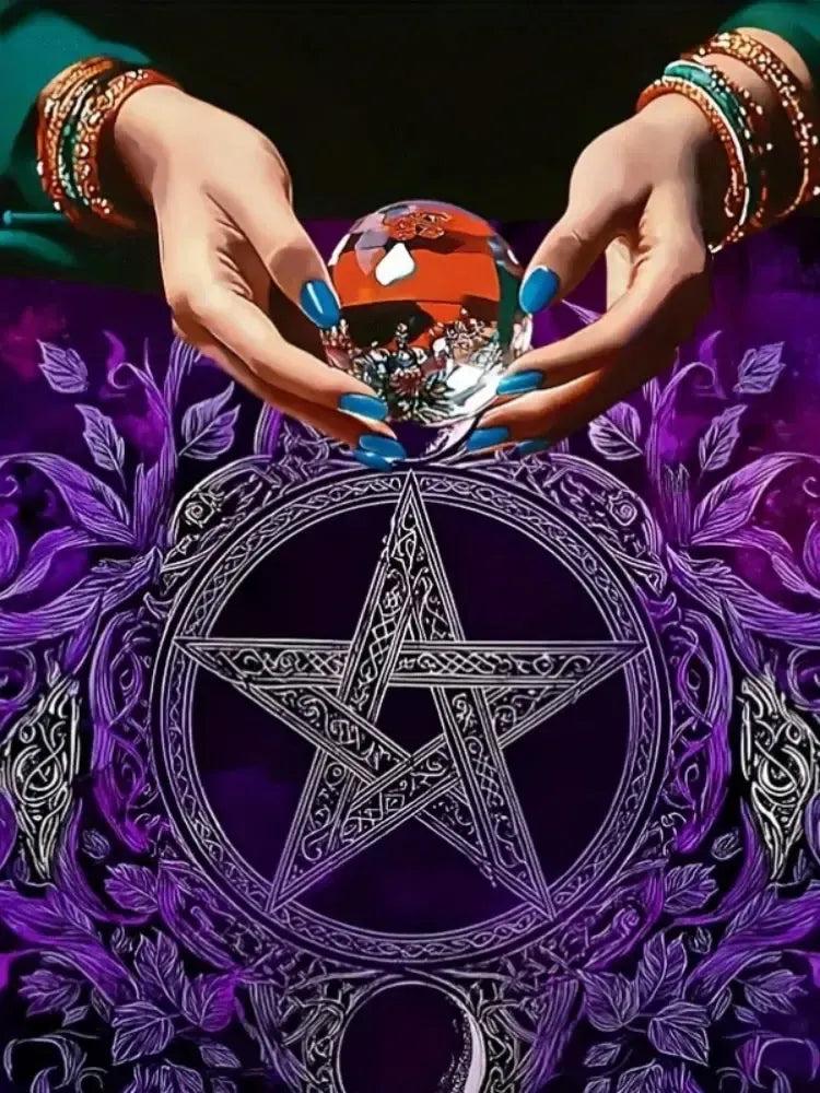 Mysterious Purple Pentagram Pattern Tarot Cloth Altar Cover for Divination Fortune-Telling Card Games Party Supplies & Events-MoonChildWorld