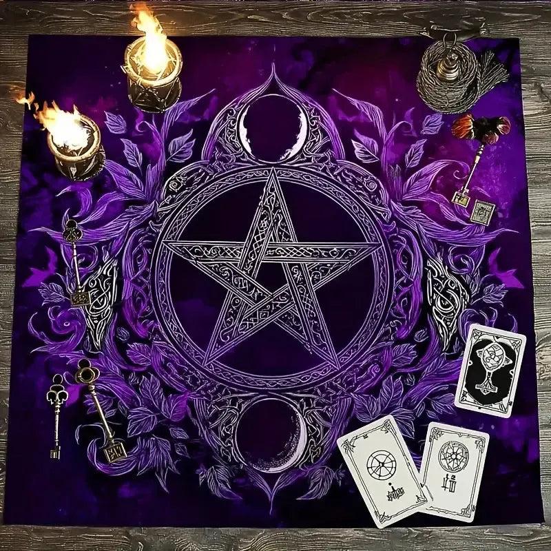 Mysterious Purple Pentagram Pattern Tarot Cloth Altar Cover for Divination Fortune-Telling Card Games Party Supplies & Events-MoonChildWorld