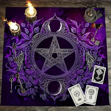 Mysterious Purple Pentagram Pattern Tarot Cloth Altar Cover for Divination Fortune-Telling Card Games Party Supplies & Events-MoonChildWorld
