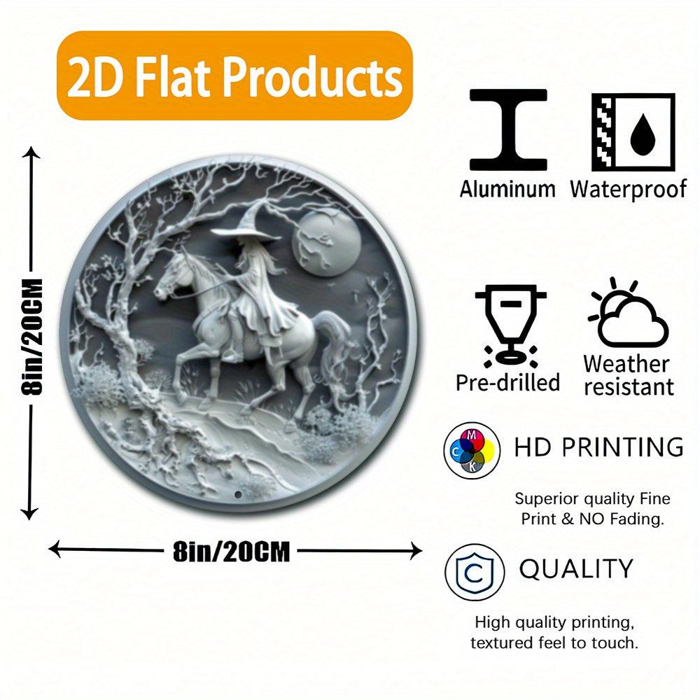 Mysterious Witch On Horseback Metal Sign Pagan Yule Decor-MoonChildWorld