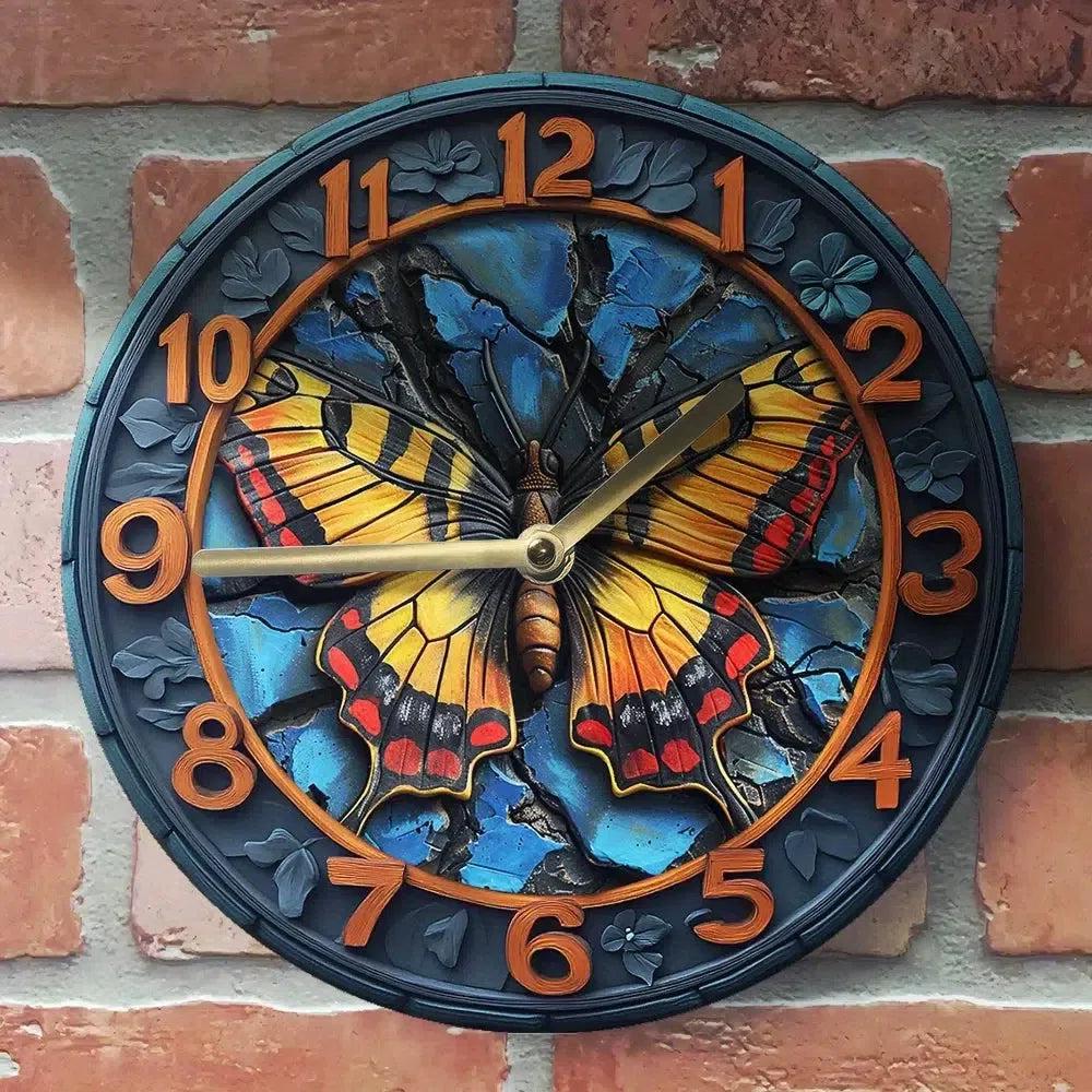 Mystic Butterfly Metal Wall Clock-MoonChildWorld