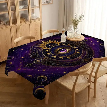 Evil eye tablecloth – witchy home decor styled setting