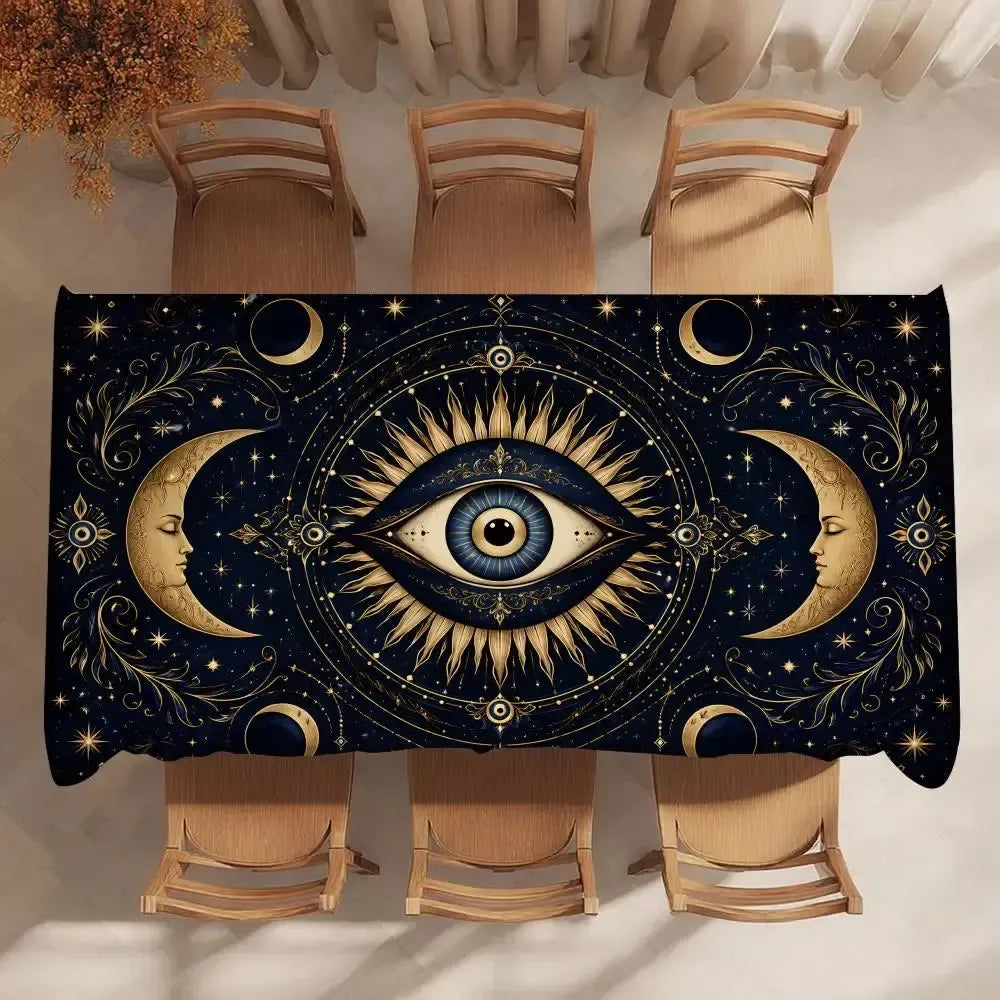 Mystic evil eye table cloth – styled on dining table