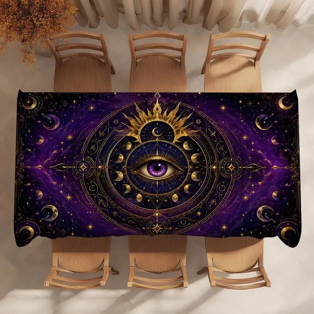 Evil eye table cover – woven polyester fabric texture detail