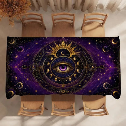 Evil eye table cover – woven polyester fabric texture detail