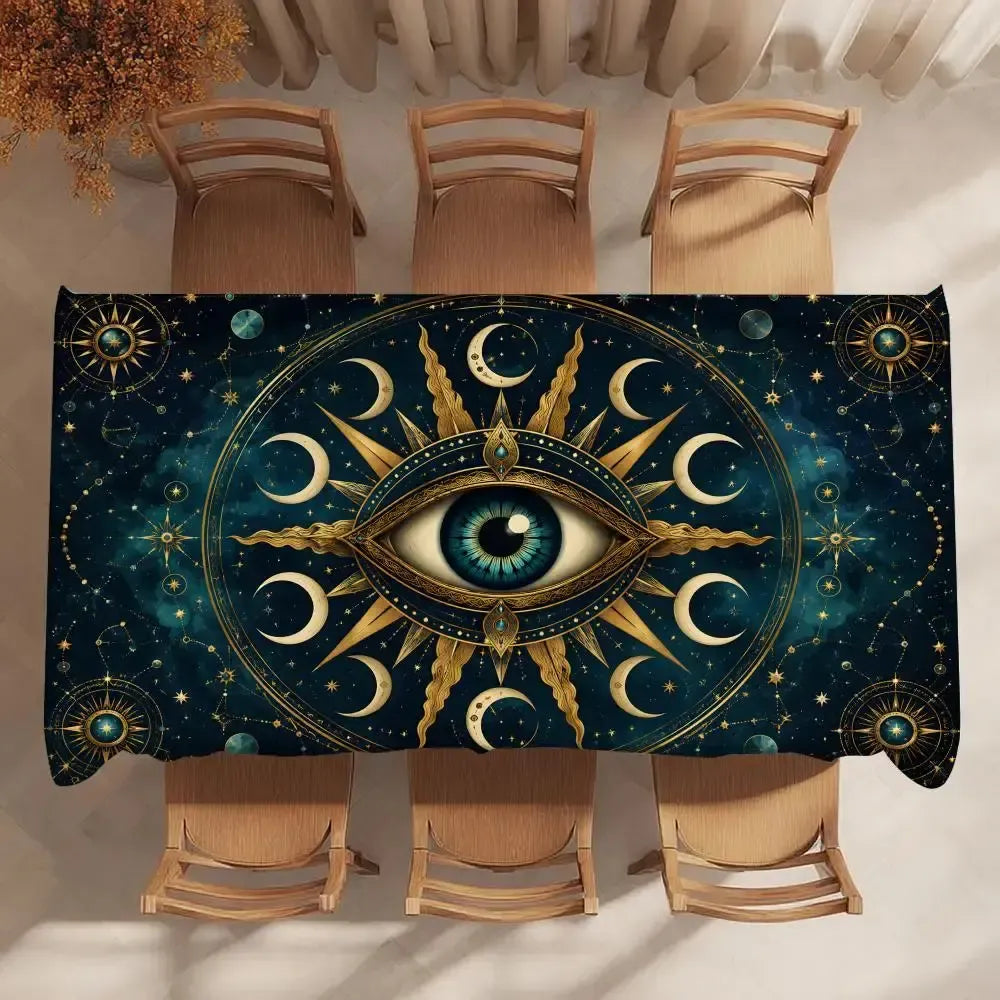 Mystic evil eye tablecloth – gothic kitchen table decor