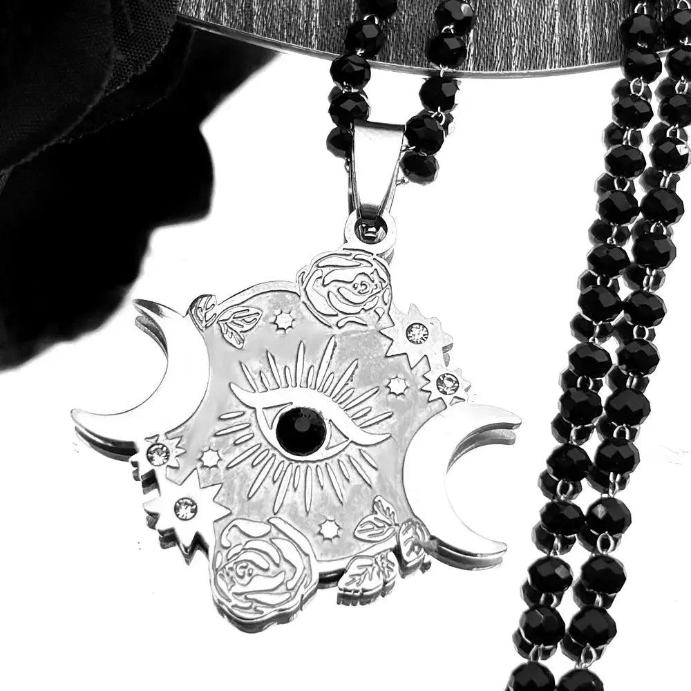 Mystic Eye and Moon Witchy Necklace Witchcraft Jewelry-MoonChildWorld