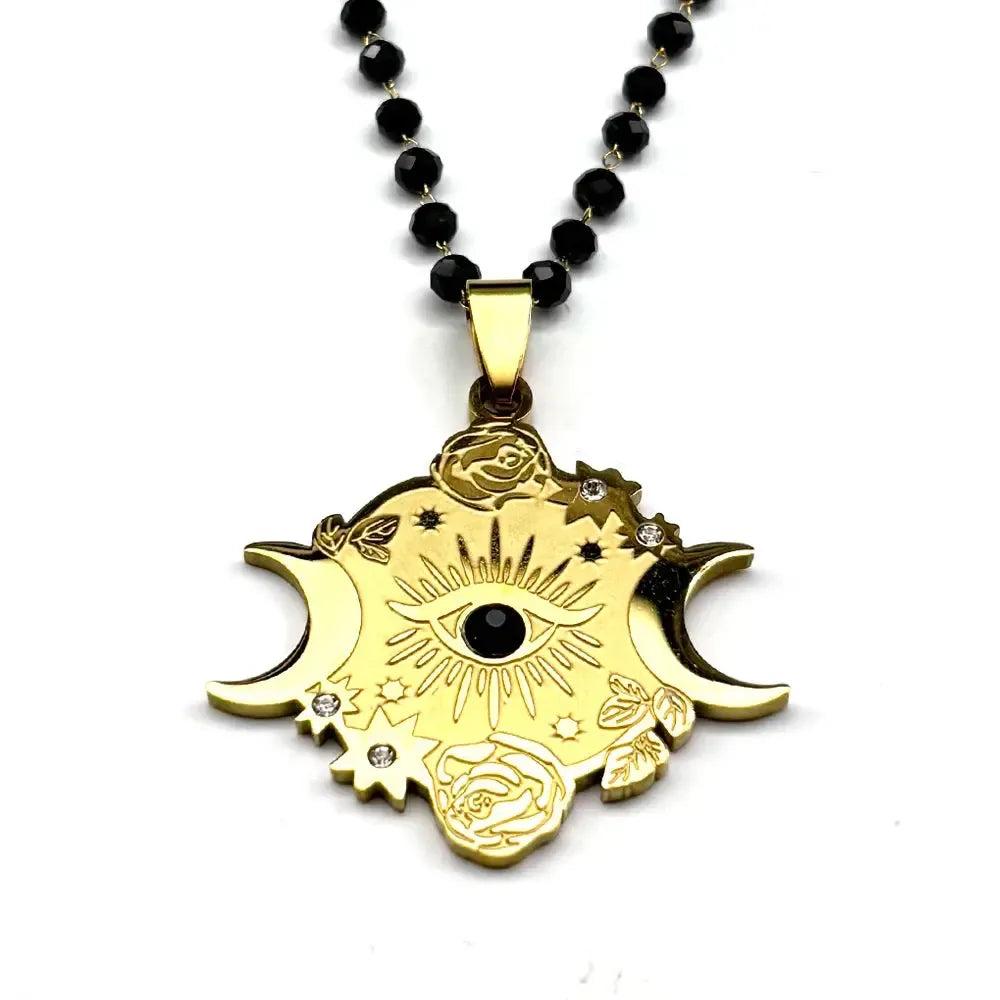Mystic Eye and Moon Witchy Necklace Witchcraft Jewelry-MoonChildWorld