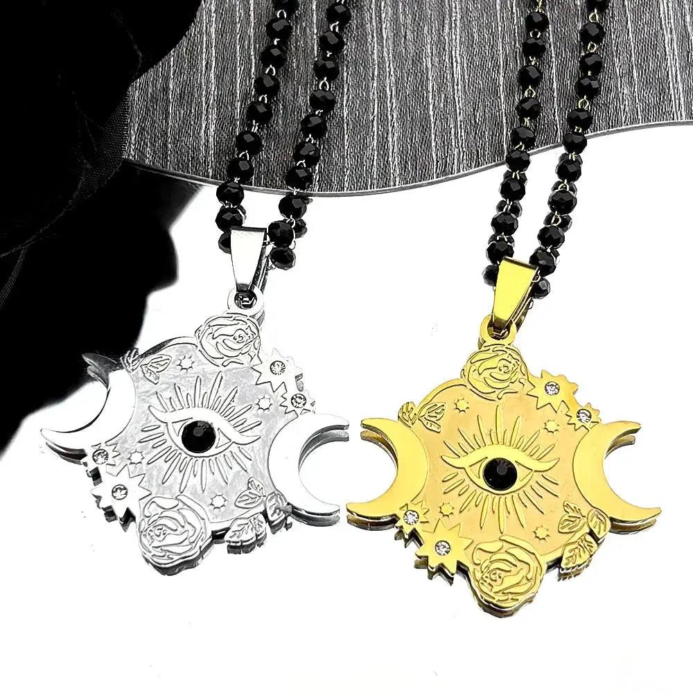 Mystic Eye and Moon Witchy Necklace Witchcraft Jewelry-MoonChildWorld