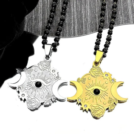 Mystic Eye and Moon Witchy Necklace Witchcraft Jewelry-MoonChildWorld