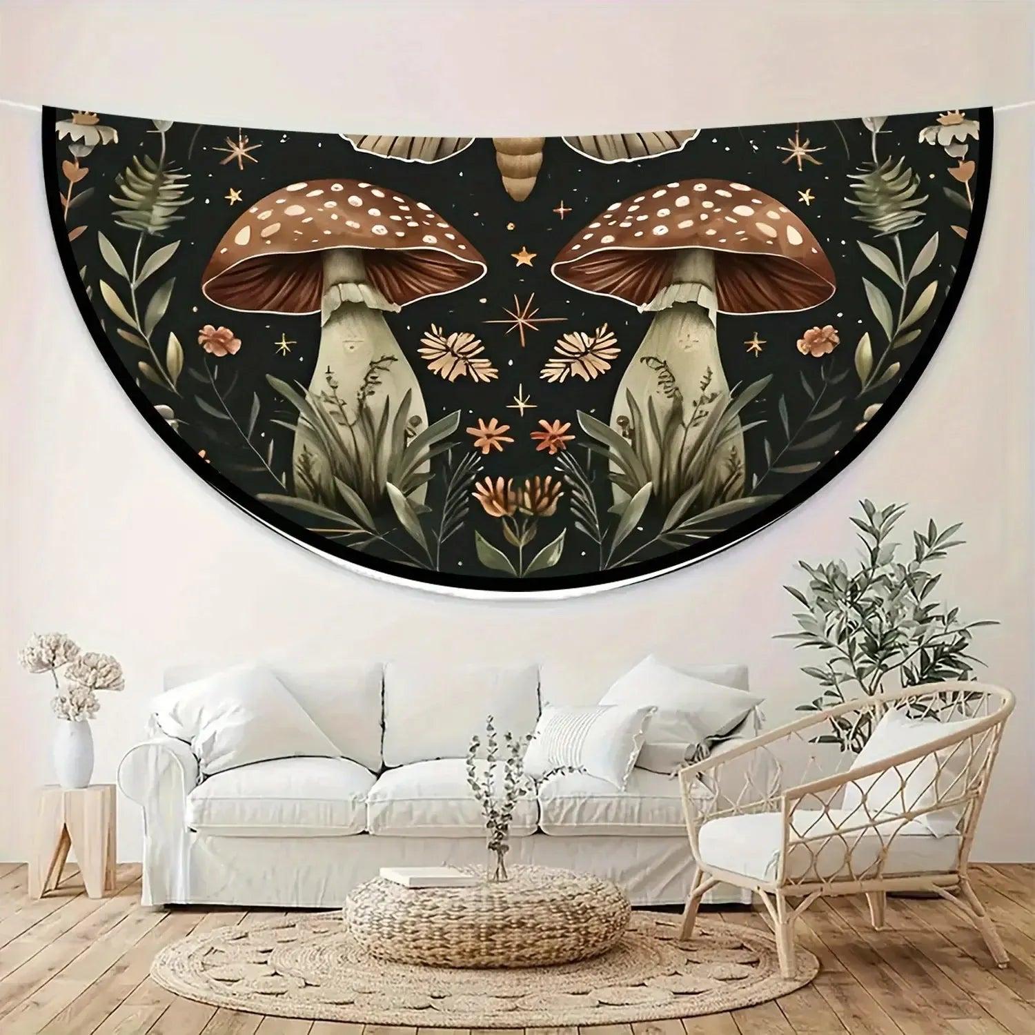 Mystic Luna Moth Mushroom Tablecloth Witchy Home Decoration-MoonChildWorld