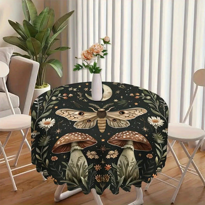 Mystic Luna Moth Mushroom Tablecloth Witchy Home Decoration-MoonChildWorld