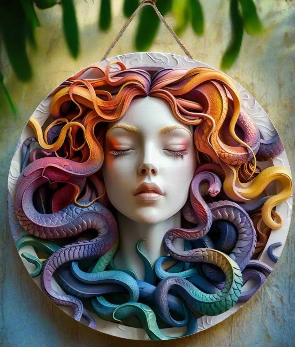Mystic Medusa Wooden Sign Mythology Hanging Sign-MoonChildWorld