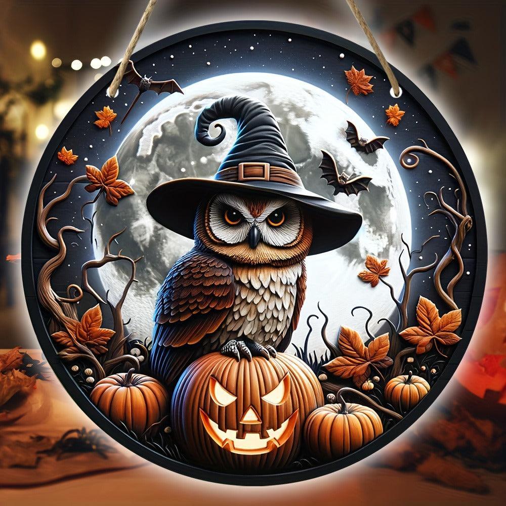 Mystic Owl Metal Sign - Witchy Halloween & Christmas Wall Decor-MoonChildWorld
