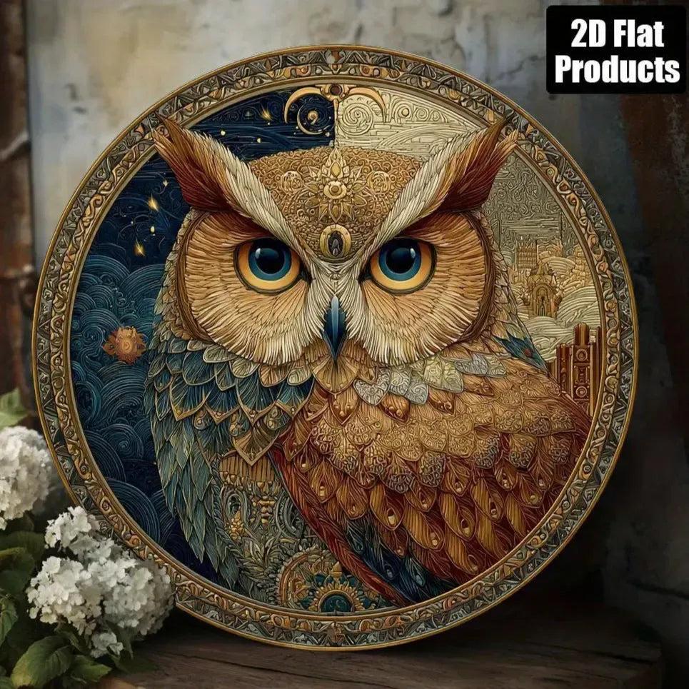 Mystic Owl Metal Sign - Witchy Halloween & Christmas Wall Decor-MoonChildWorld