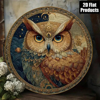 Mystic Owl Metal Sign - Witchy Halloween & Christmas Wall Decor-MoonChildWorld