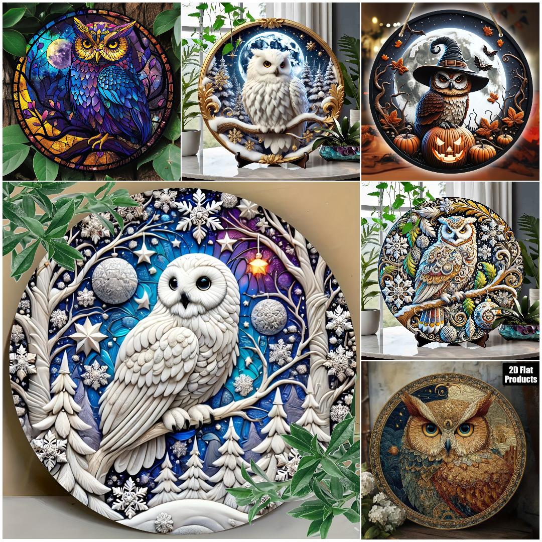 Mystic Owl Metal Sign - Witchy Halloween & Christmas Wall Decor-MoonChildWorld