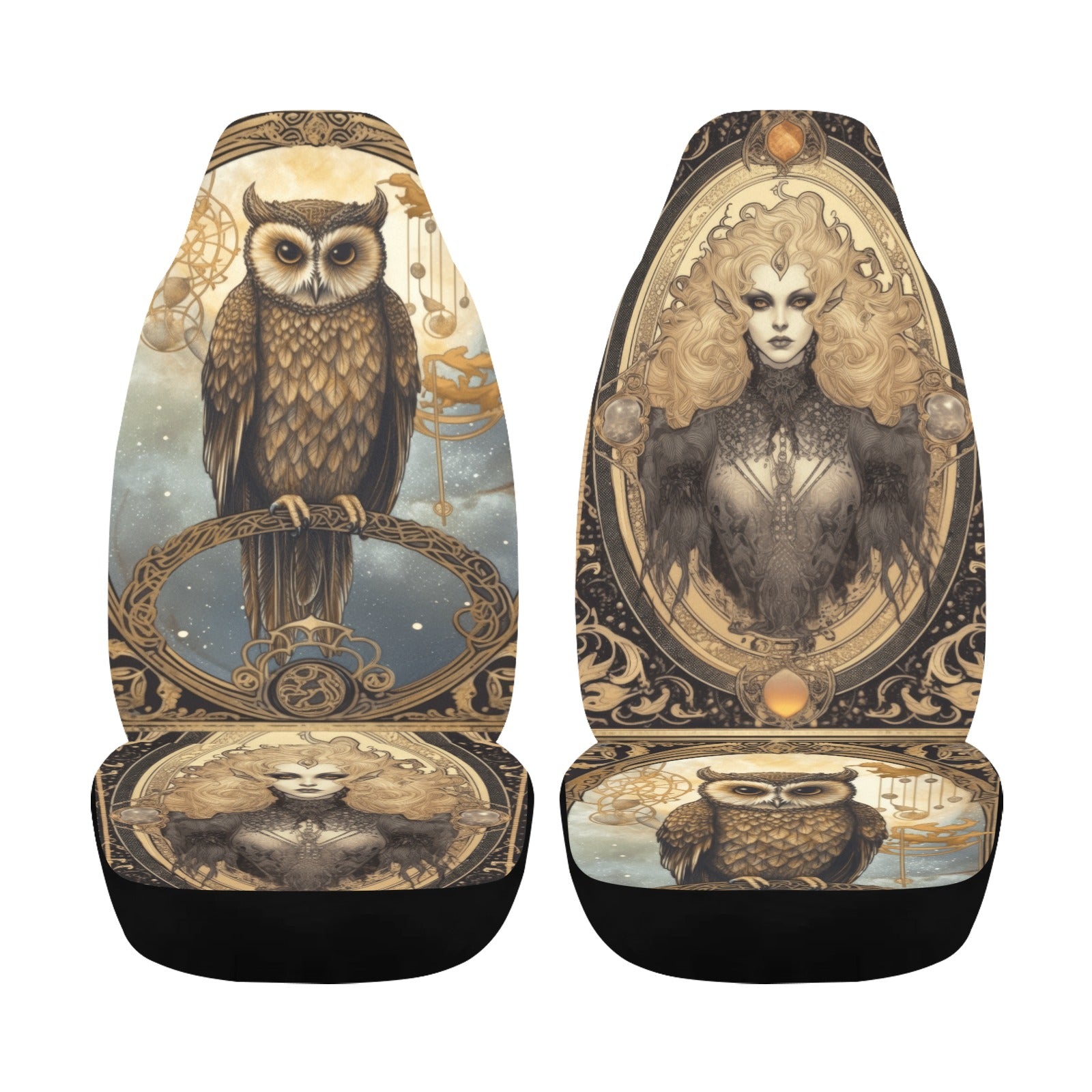 Mystic Owl and Gothic Witch Car Seat Covers-MoonChildWorld