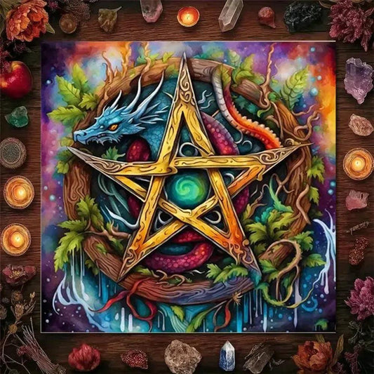 Mystic Pentagram Spiritual Altar Cloth Pagan Tablecloth For Wicca Rituals, Tarot Reading & Home Decor-MoonChildWorld