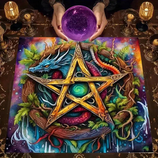 Mystic Pentagram Spiritual Altar Cloth Pagan Tablecloth For Wicca Rituals, Tarot Reading & Home Decor-MoonChildWorld