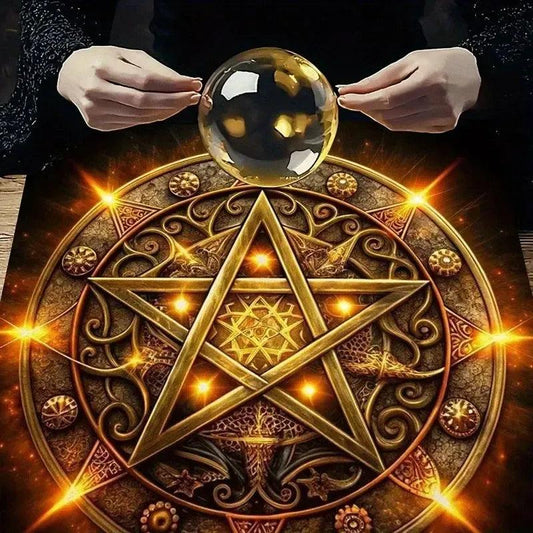 Mystic Pentagram Tablecloth Witchcraft Tarot Cloth for Reading Divination Witchy Ritual Decor-MoonChildWorld