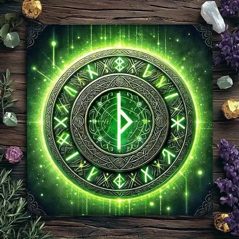 Mystic Rune Pagan Altar Cloth Witchy Tarot Cloth for Reading Divination Wicca Ritual Decor-MoonChildWorld