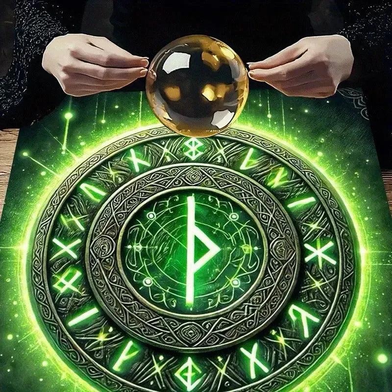 Mystic Rune Pagan Altar Cloth Witchy Tarot Cloth for Reading Divination Wicca Ritual Decor-MoonChildWorld