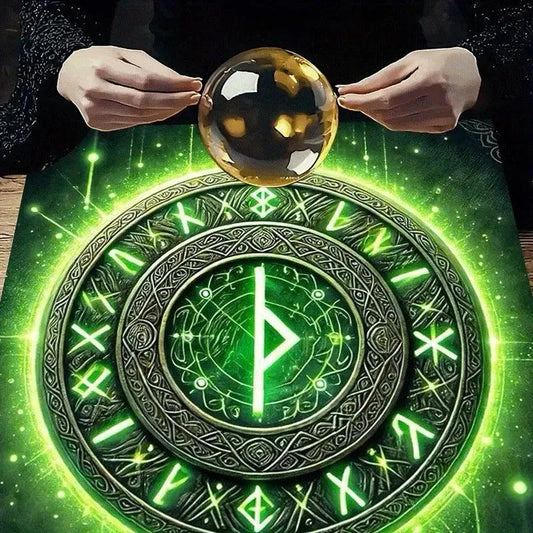 Mystic Rune Pagan Altar Cloth Witchy Tarot Cloth for Reading Divination Wicca Ritual Decor-MoonChildWorld