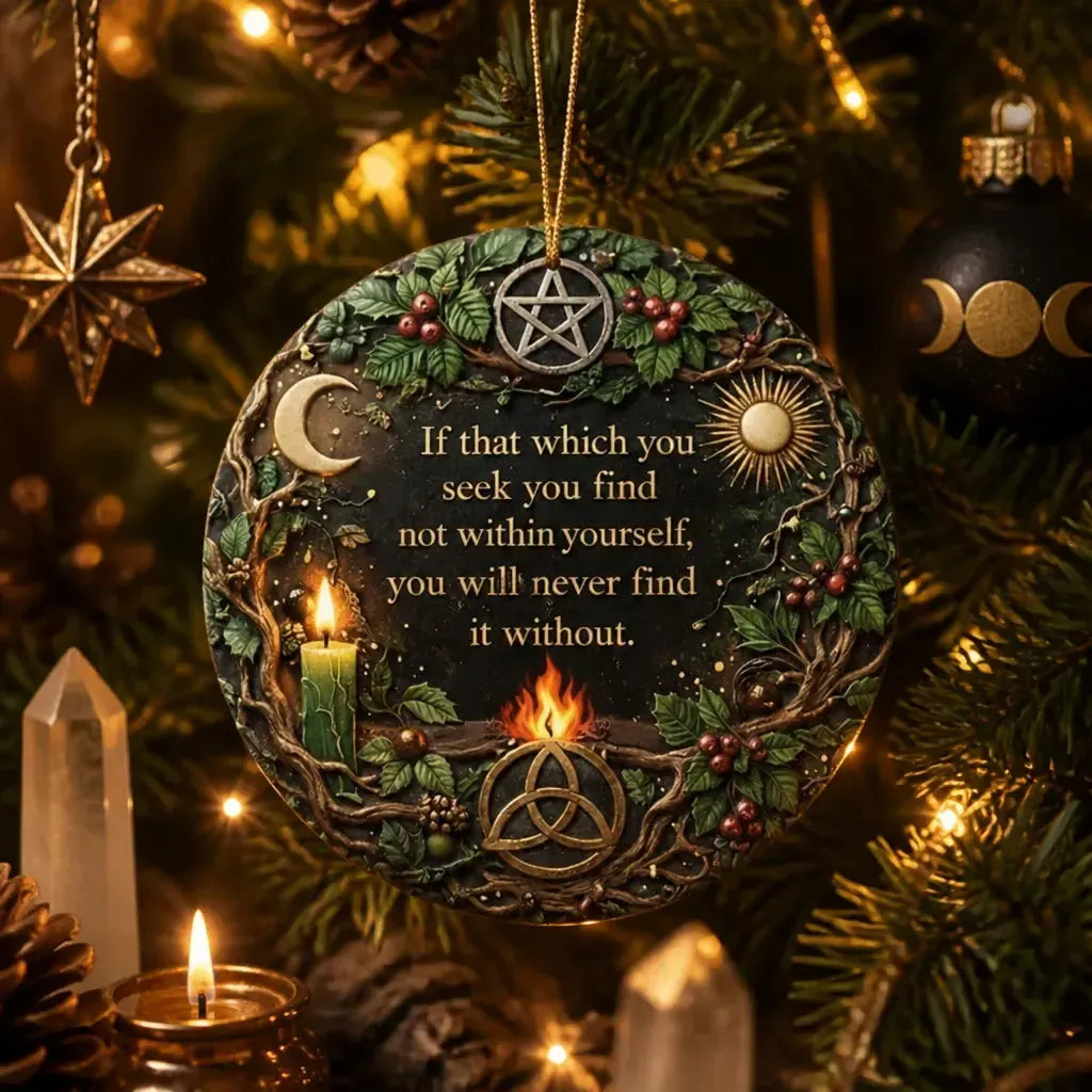 Mystic Wicca Yule Ceramic Ornament – Pagan Symbols Christmas Ornament_mockup_1.webp