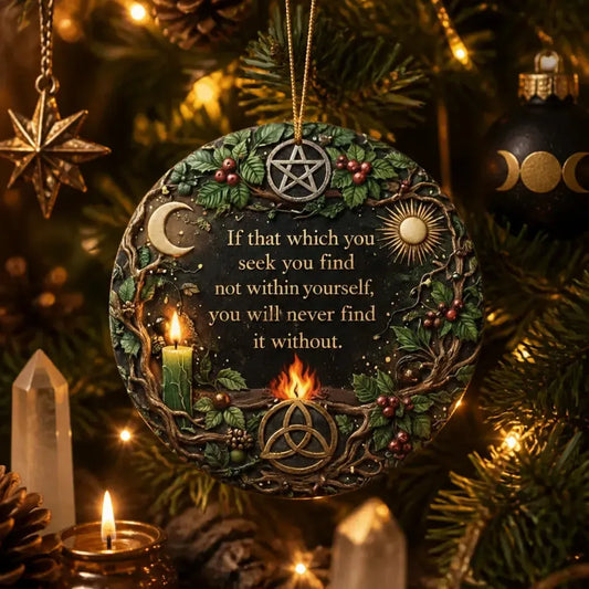 Mystic Wicca Yule Ceramic Ornament – Pagan Symbols Christmas Ornament_mockup_1.webp