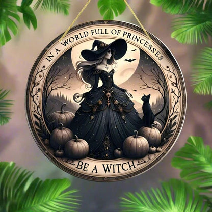 Mystic Witch Acrylic Round Sign Gothic Halloween Decor-MoonChildWorld