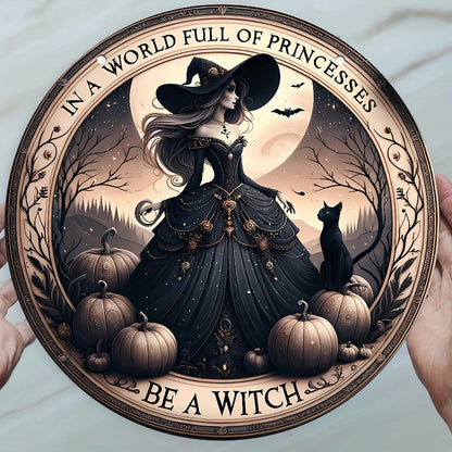 Mystic Witch Acrylic Round Sign Gothic Halloween Decor-MoonChildWorld